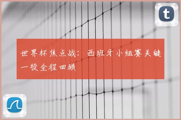 世界杯焦点战:西班牙小组赛关键一役全程回顾